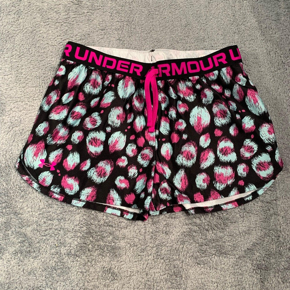 Under Armour pink blue Print Shorts YXL